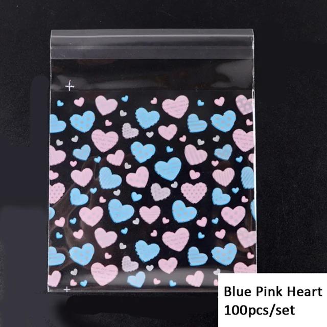 New 100PCS Cherry Blossoms Candy &Cookie Plastic Bags Self-Adhesive For DIY Biscuits Snack Baking Package Decor Kids Gift Su