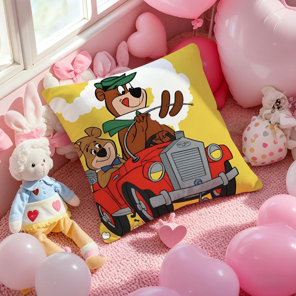 Y-Yogi B-Bear Anime Cushion Cover Pattern Printed Pillowcase for Living Room Sofa Cushion Cover & Bedroom Decor