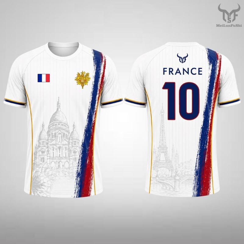 France Flag Printed T-shirt Summer Men Quick Dry Soccer Jersey Unisex Streetwear Casual Sports Short Sleeve Tee Fans Gift L