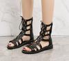 2025 New Hollow Casual Sandalias Open Toe Cross Strap Ladies Shoes Wedges Summer Roman Black Sandales Boots Large Size 35-43