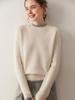 Women's Loose Fit Thickened Cashmere Sweater - Contrast Crew Neck, Autumn/Winter 2025 Collection, Plus Size, Warm and Cozy Knit.