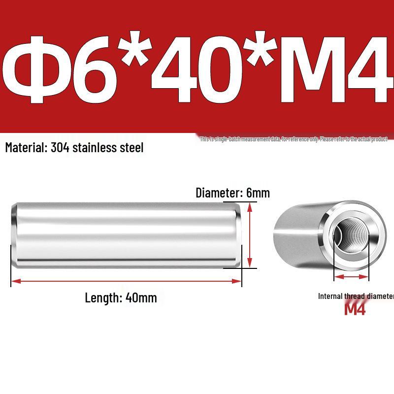 Pin Cilindric din Oțel Inoxidabil 304 cu Filet Interior M4/M6/M8 și Orificiu - Coloană de Suport și Ghidare