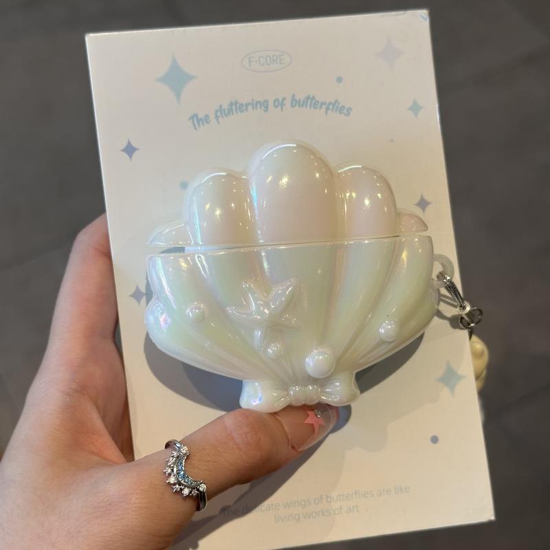 Conch Glitter Cowry Case for Apple AirPods 4 Earphone Protective Case for AirPods Pro 3 2 Charging Cover for AirPods 3 2 1