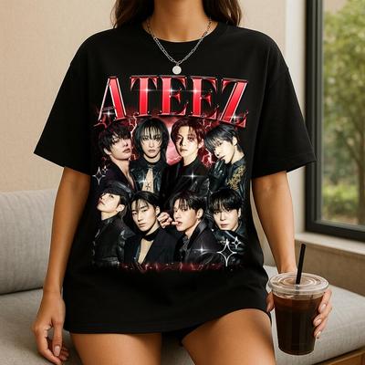 2026 Ateez Summer Fashion Trendy Tee Men Women Vintage Top Hip Hop Streetwear Oversized Tshirt Short Sleeve Casual Clothing