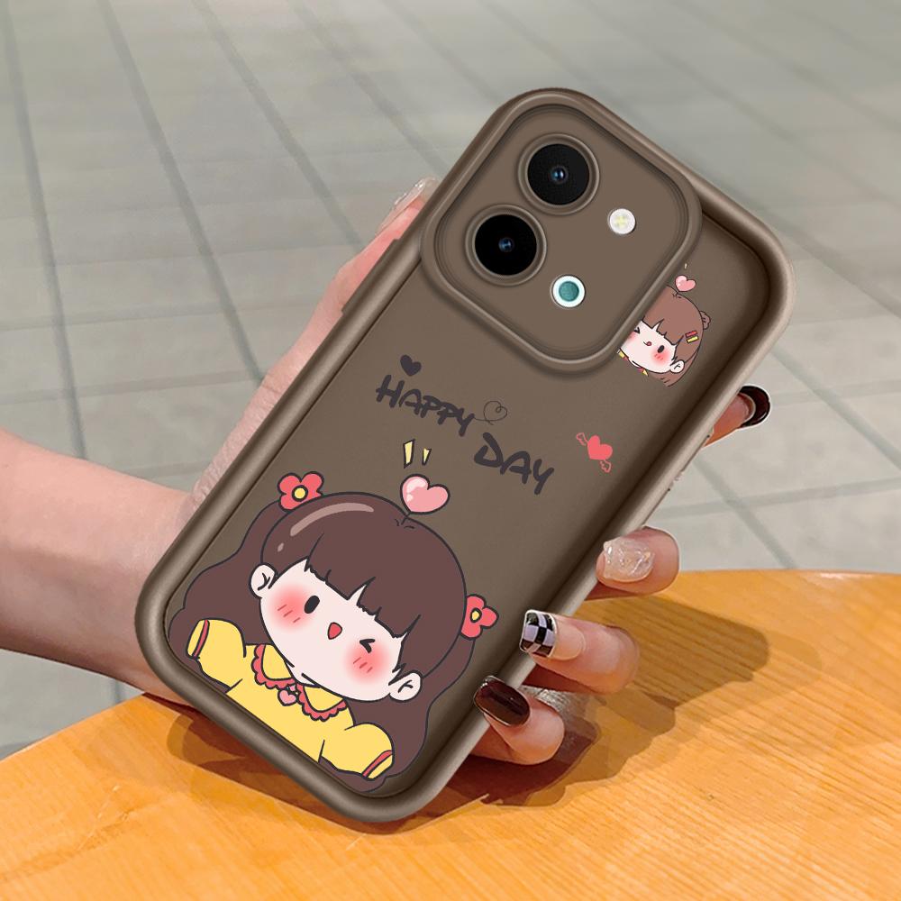 For Huawei P50 Pro P40 Lite Honor 8X 9X X9 Tecno Spark Go Infinix Smart 8 Vivo V29 V30 Y02 Y16 Lovely Girl Full Lens Protect Soft Silicone Phone Case