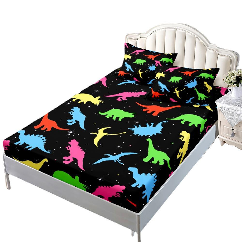 Three-Piece Mattress, Mattress Cover, Cartoon Dinosaur Dust Mattress, Protective Cover, Bed Cover.