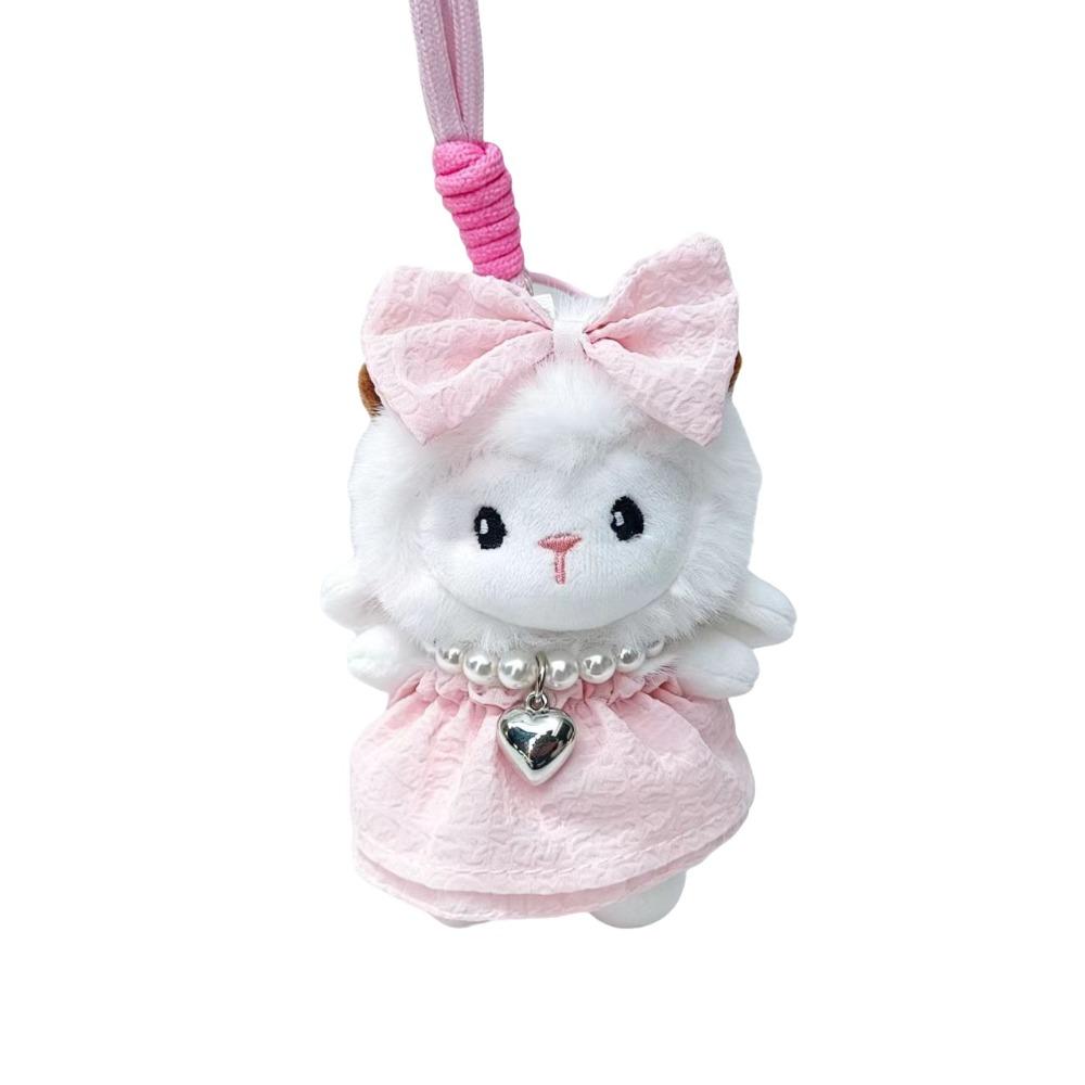 Soft Stuffed Lamb Pendant 12cm Fluffy Animal Keyring Plush Sheep Keychain Chinese New Year Gift