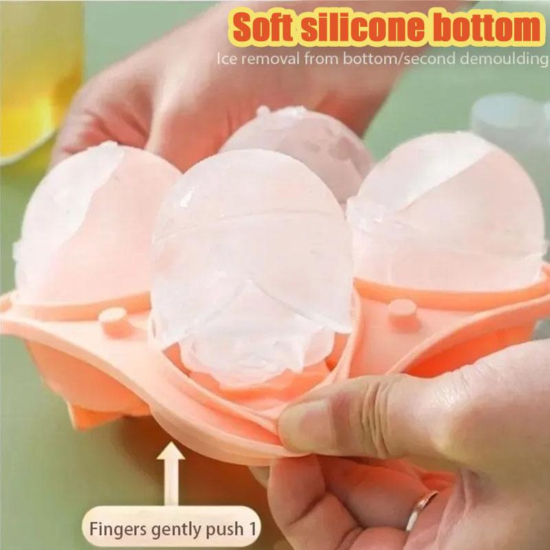 3D Rose Ice Molds 2.5 Inch, Large Ice Cube Trays, Make 4 Giant Cute Flower Shape Ice, Silicone Rubber Fun Big Ice Ball Maker