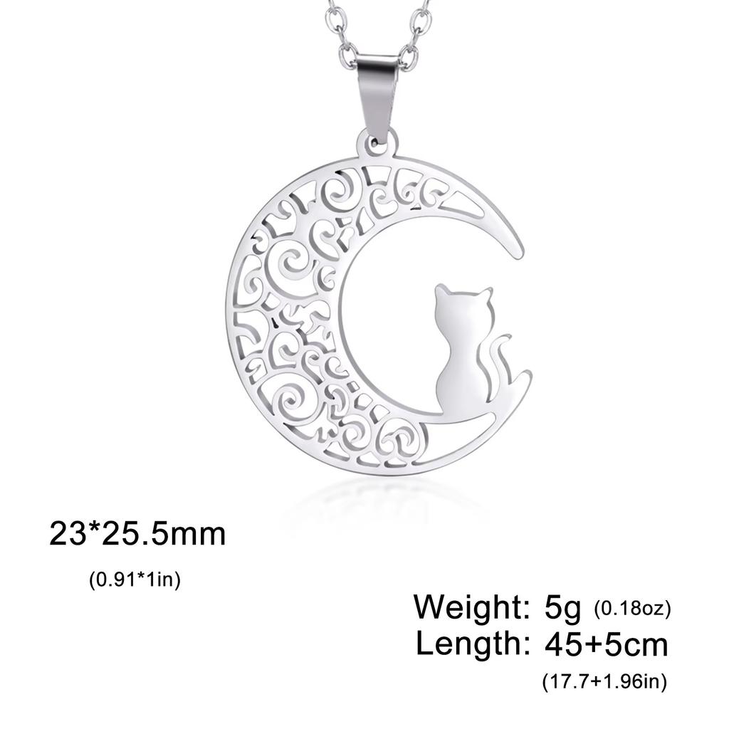Teamer Cat Kitten Pendant Necklace Stainless Steel Pet Animal Necklace Cute Funny Cat Daily Jewelry for Women Girls No Rust