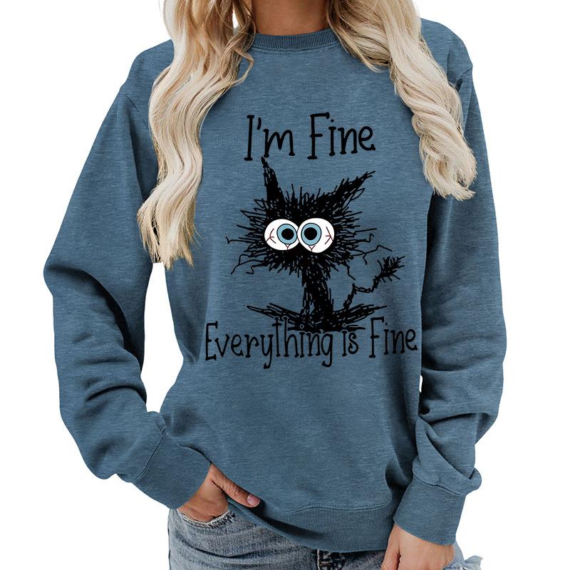 Weekends Printed Round Neck Women's Top Sweatshirt for Autumn Winter Casual Loose Fit Pullovers & Long Sleeves Women’s
