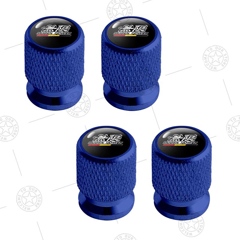 4pcs Mugen Power Typer Logo Car Wheel Tire Valve Caps Air Stem Aluminum Accessories For Honda Civic Fit Jazz Accord Inspire City