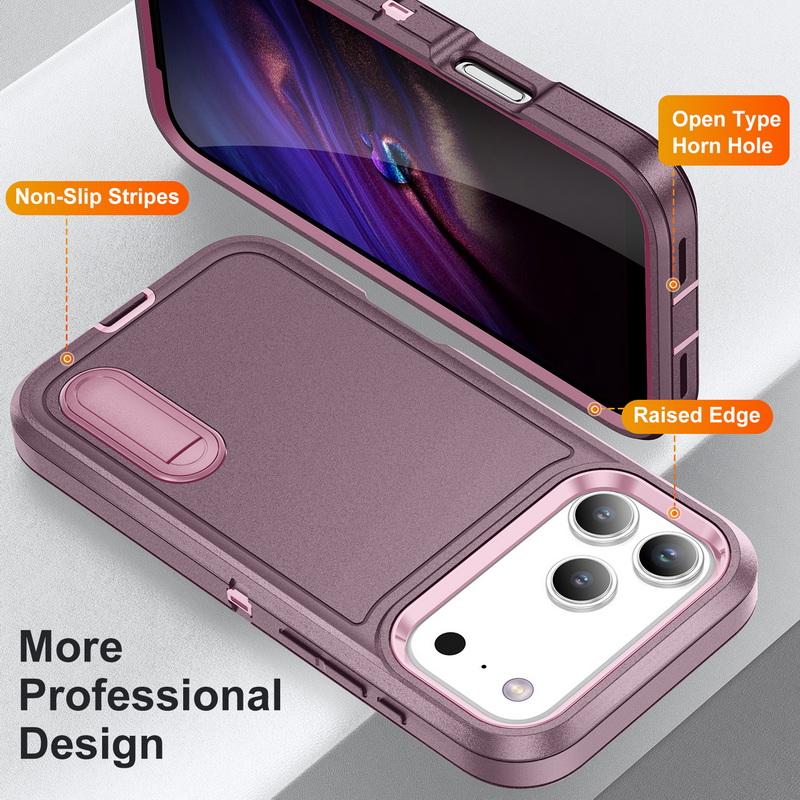 For iPhone 17 Pro Max Case Rugged Bumper Hybrid 3in1 Candy Color Shockproof Phone Stand Cover For iPhone 16 15 14 13 Pro Max 17e 16e