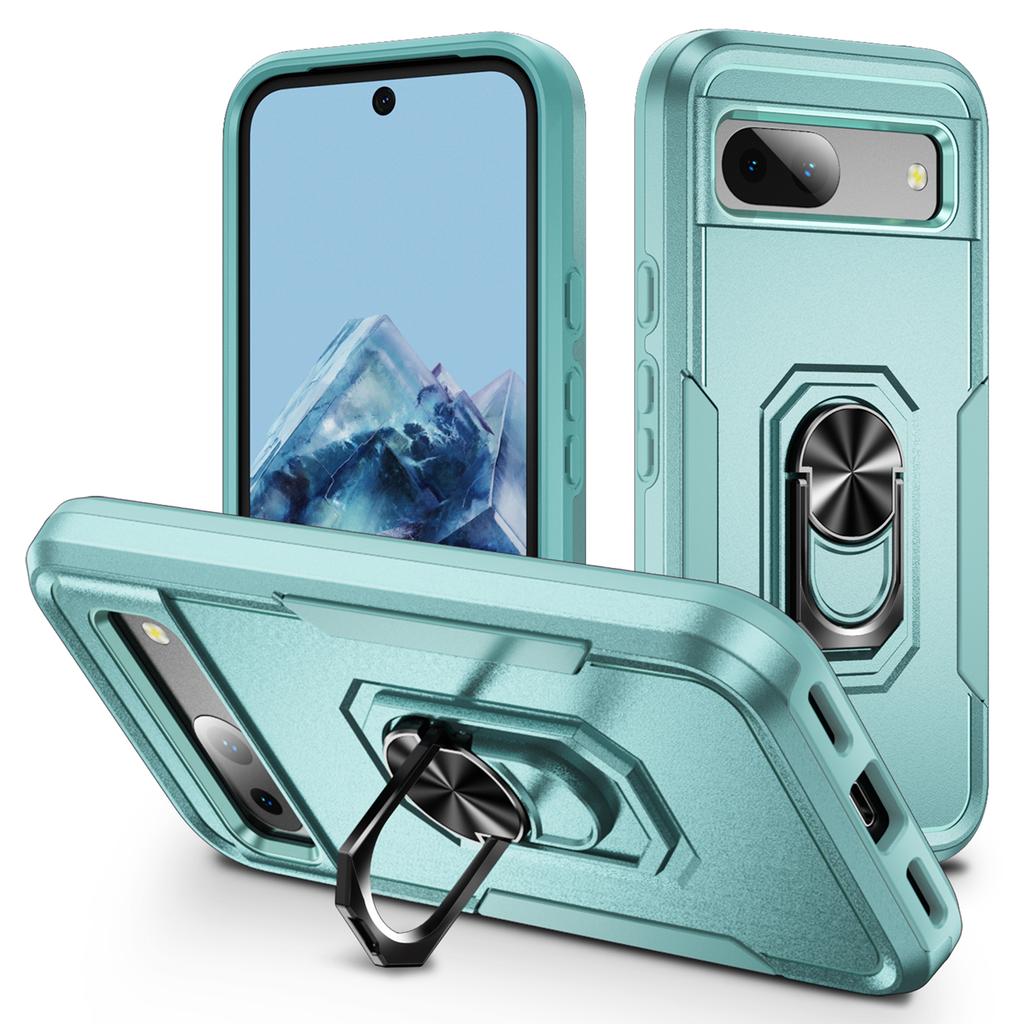 For Google Pixel 8a Case Military Grade Ring Kickstand PC + TPU Phone Cover