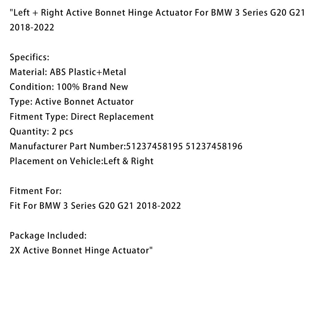 Aktiver Motor für Motorhauben-Scharnier Links + Rechts Für BMW 3er G20 G21 2018-2022