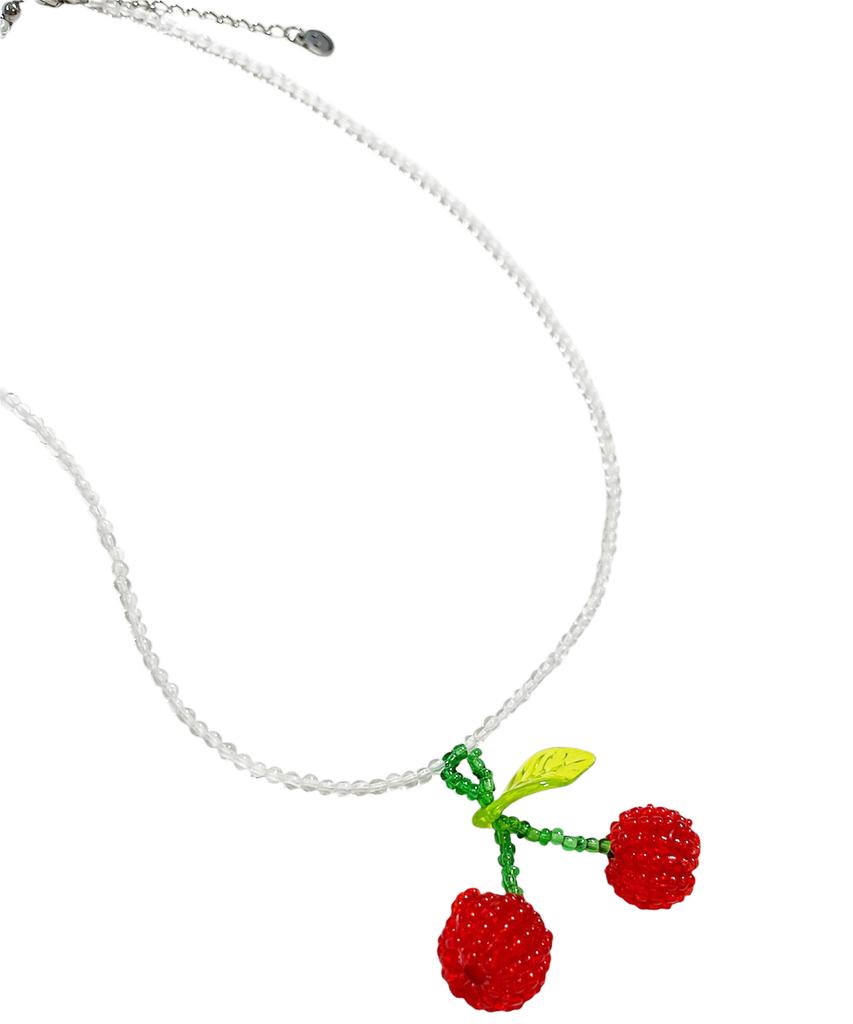 Sk8Er Rock Cherry Brystal Beads Necklace