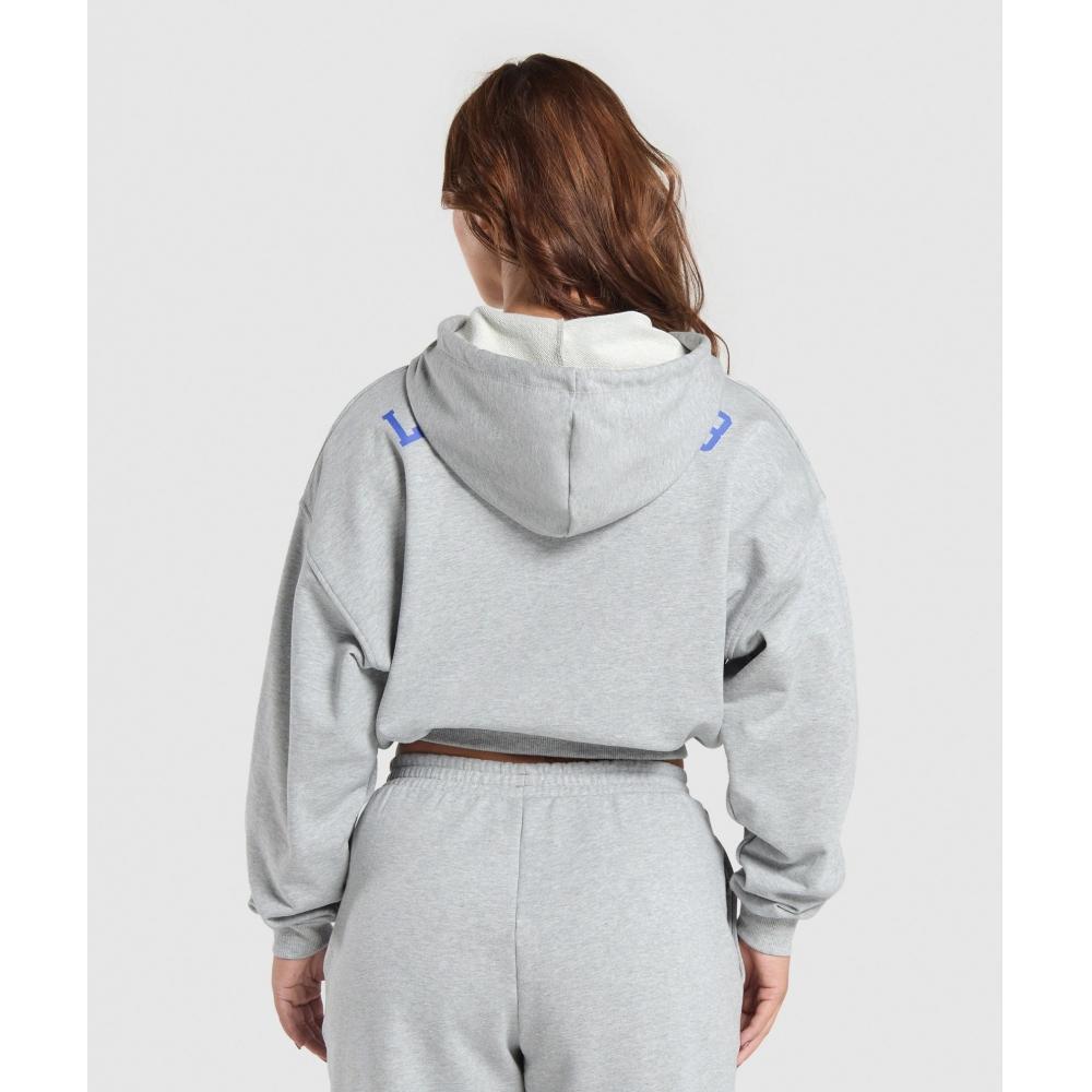 Gymshark Lifting Club Cropped Zip Up Hoodie Light Grey Core Marl B2b2k Gbcn