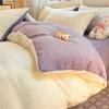 Solid Color Bedding Set Winter Thickened Warm Duvet Cover Pillowcase Four Piece Set Flannel Coral Fleece Bed Sheet Quilt Cover
