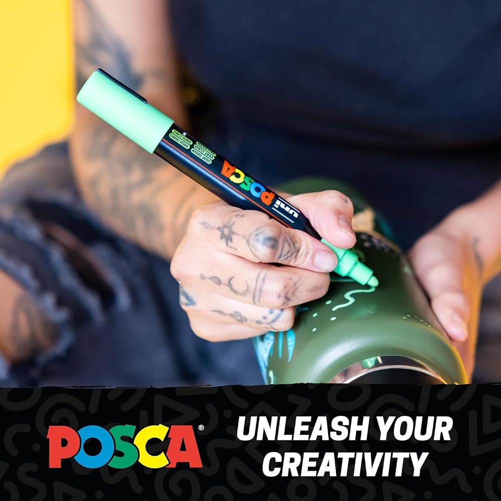 Posca Mitsubishi PC3M8C Water-based Pencil, Posca Fine Shape, Round Core, 8 Colors