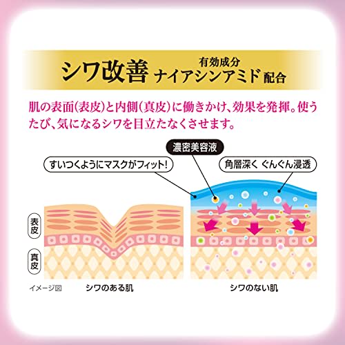 CLEAR TURN KOSE Medicated Wrinkle Improving Serum Mask, Face Mask, Face Pack, 40 Pieces, 1 Nose Pore Pack Included As a Bonus