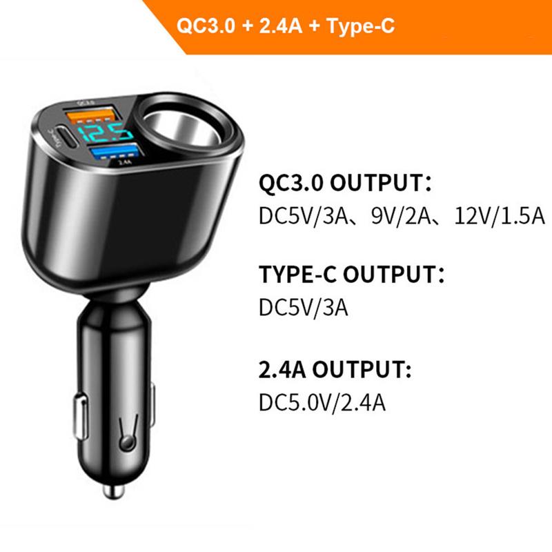 

Fast Charging Practical Brand New Car Car Splitter Charger Vehicle Electronics 1 PC ABS Car Socket Splitter Charger