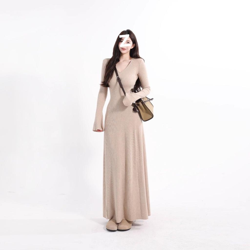 Small High-end Black Knitted Dress Spice Girl Pure Desire Autumn and Winter Coat with Bottom Dress