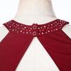 Womens Glittery Rhinestone Figure Skating Costume Ruched Mesh Patchwork Backless Sleeveless Performance Dress