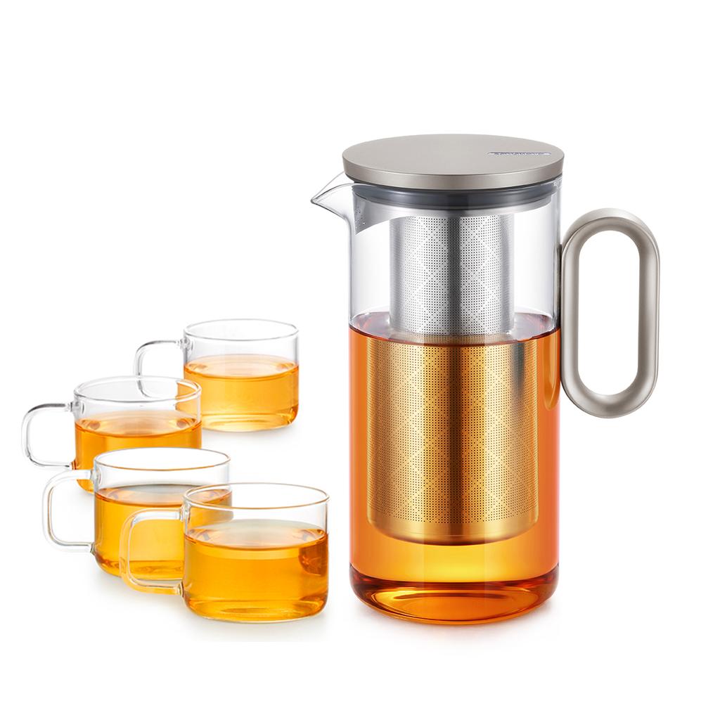 Samadoyo-Heat-resistant Glass Tea Pot, Aluminum Alloy Cup Lid, Modern Tea Pot with Filter Screen, Tea Pot, Boiling Pot Set