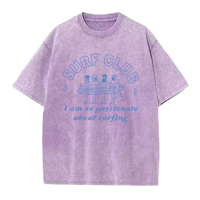 Unisexs Summer Washed Vintage Short Sleeve g Heavy Pure Cotton LooseFitting Beach Style Pattern TShirt