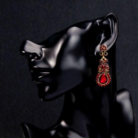 1 para Retro błyszczące dżetów inkrustowane kolczyki wiszące musujące żyrandol ślubne dla nowożeńców długie zwisające kolczyki biżuteria prezent