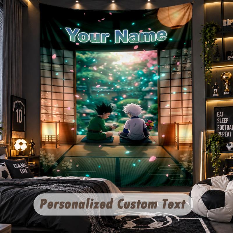 Personalized Wall Tapestry,Hunter × Hunter Custom Printed Name, Fabric Wall Art For Indoor Room Backdrop