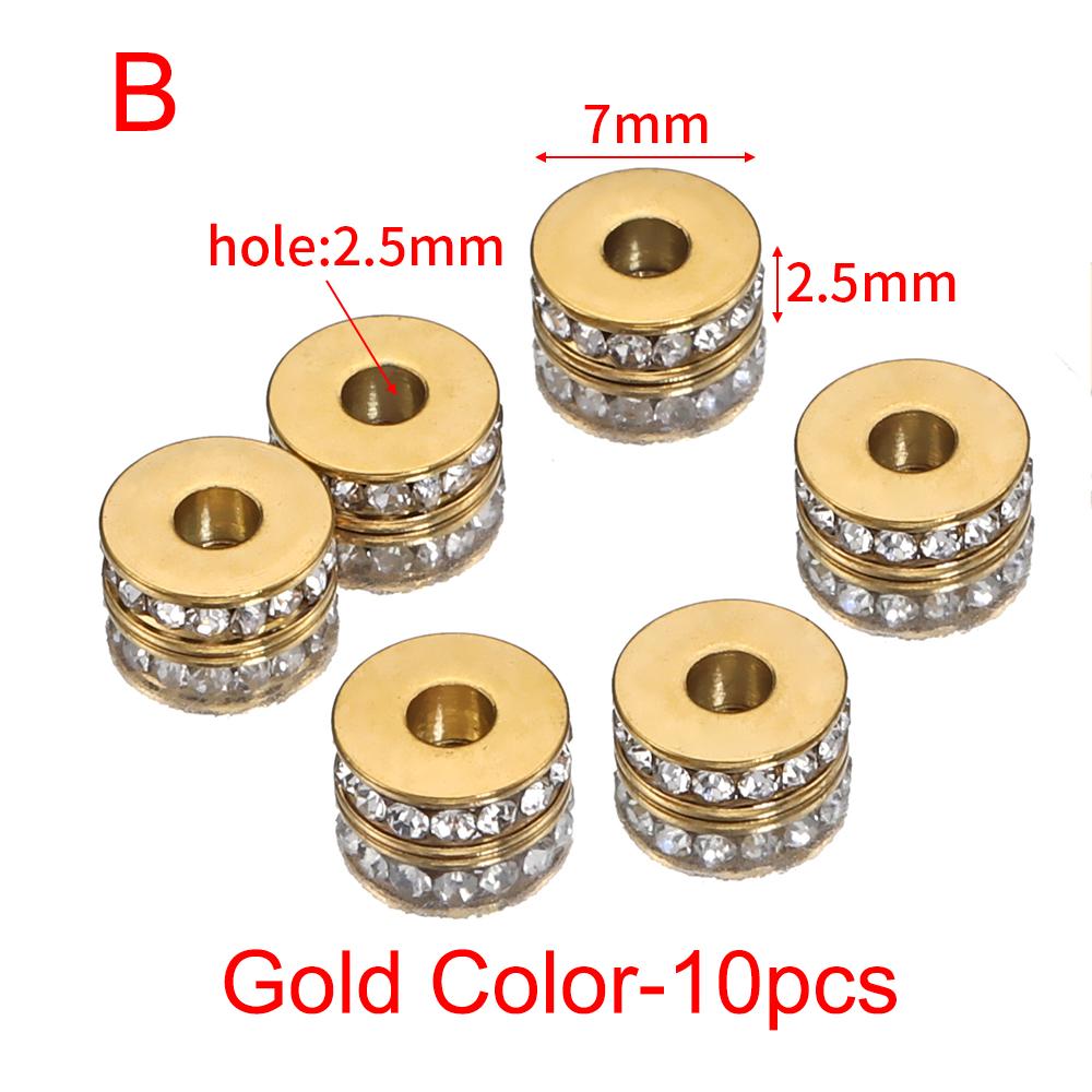 20 stuks 10 stuks Roestvrij Staal Strass Kralen Goudkleurige Spacer Losse Kralen Bedels voor Sieraden Maken Armband Ketting DIY