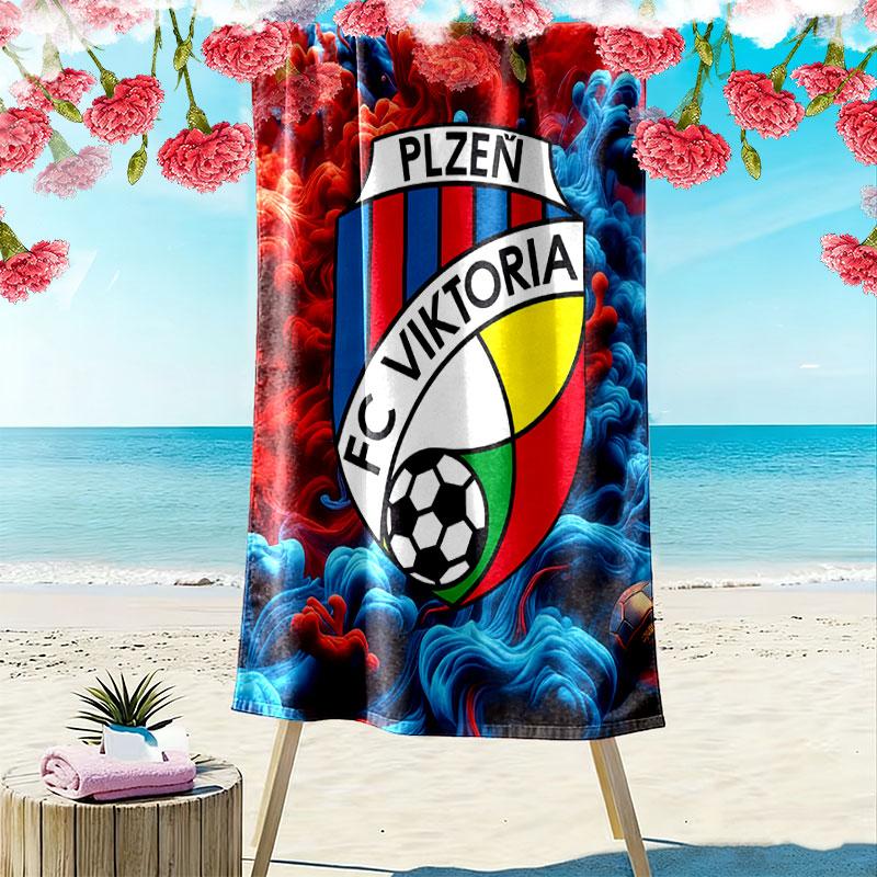 FC Viktoria Plzeň Print Beach Towel, Large Soft Quick Dry Towel for Beach Camping Swimming