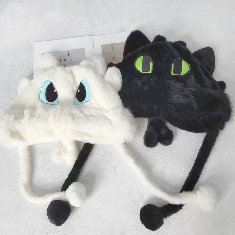 2025 Winter Couple's Warm, Slimming Plush Lei Feng Hat - Cute Light Fury & Night Fury Design for Women