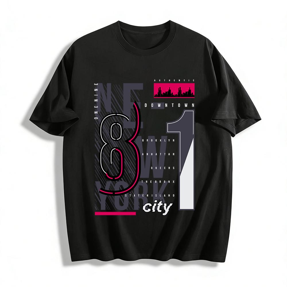 New York City Style Number Print Casual Streetwear T-Shirt Pure cotton T-shirt XXS