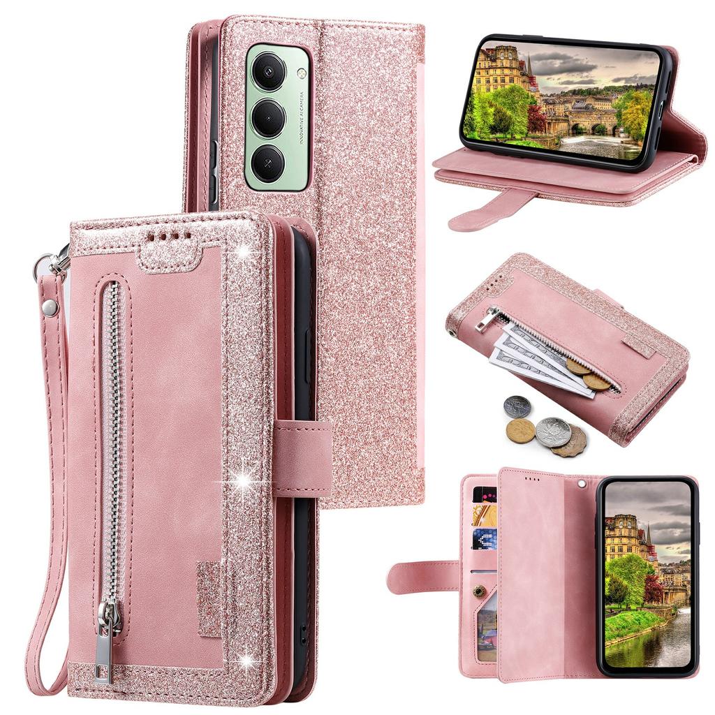 For Xiaomi Redmi 15 5G (Global) (169mm) Case 9 Card Slots Zipper Wallet PU Leather Phone Cover with Wrist Strap