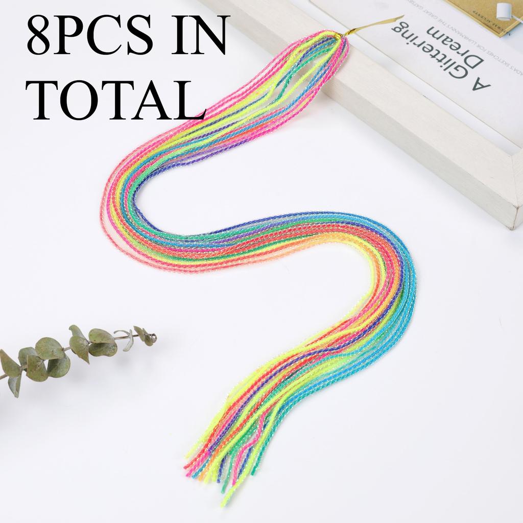 Rainbow Braiding Hair Ropes: Colorful Dreadlock Strings & Gold Ribbons, Hair Accessories for Women & Kids Styling.