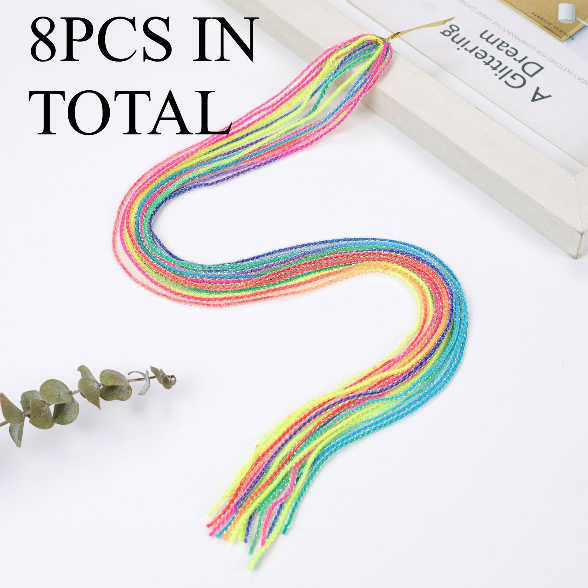 

Rainbow Braiding Hair Ropes: Colorful Dreadlock Strings & Gold Ribbons, Hair Accessories for Women & Kids Styling.