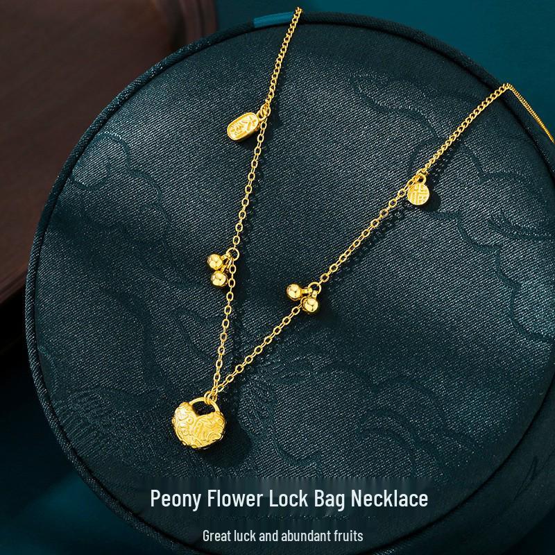 

Elegant Peony Flower Clavicle Necklace - Ethnic Style with Lucky Bead Choker