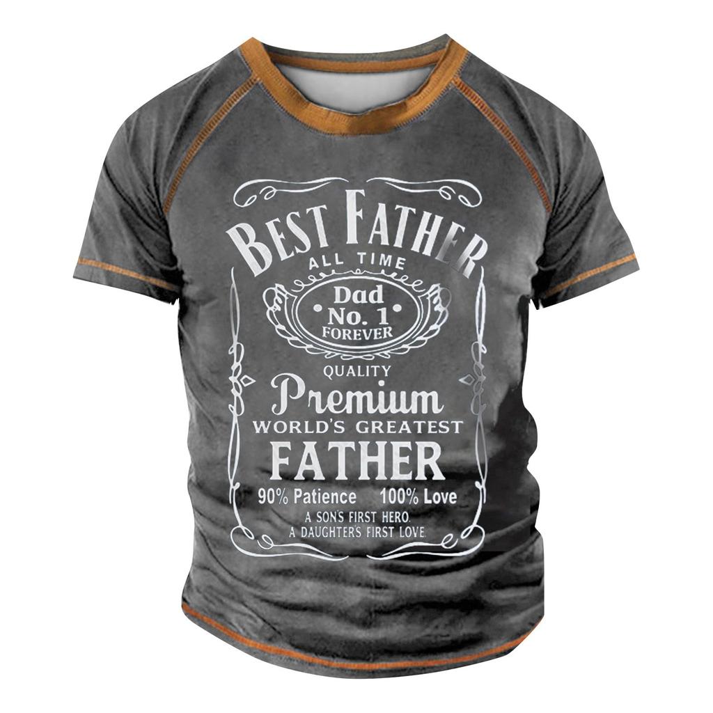 Men's Raglan T-shirt Retro Short Sleeve Round Neck Letter Printing Tops
