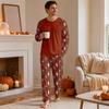 Herren Halloween Pyjama-Set mit langärmeligem Oberteil und langer Hose, lässig, bequem, Nachtwäsche