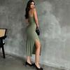 Summer Black New Dress Women Fashion Sexy Split Sleeveless Backless Slim Maxi Dress Female Casual Club Elegant Lady Party Dress