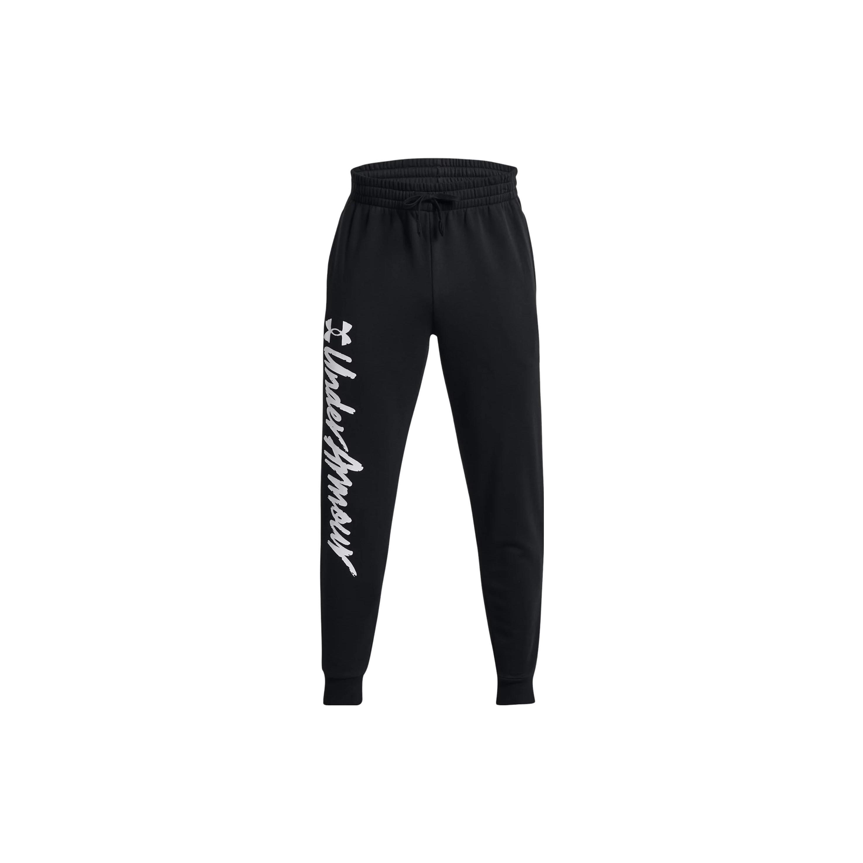Under Armour Rival Fleece Graphic Joggers Black White Men s 1379776-001 XL