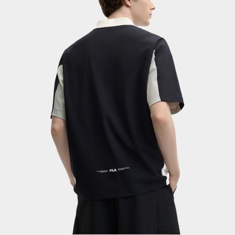 FILA Original Lifestyle Color Block Brand Logo Fashion Casual Daily Versatile Regular Fit Short Sleeve Polo Shirt Men tops Hero-Blue F11M529111FNV