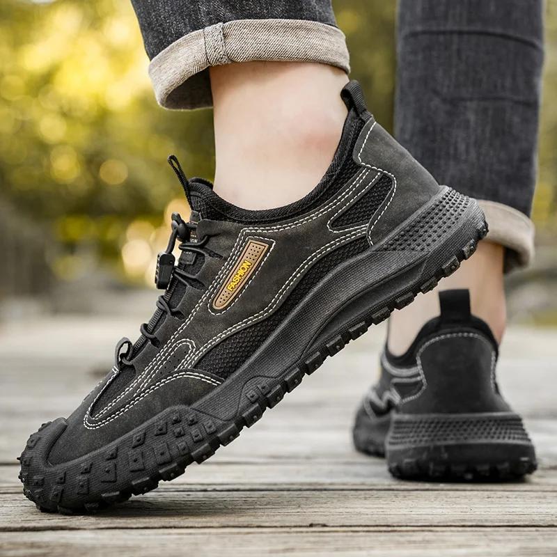 Quality Light Mountaineering Shoes for Men Earthquake Resistant Stress Reducing Anti Slip Sneakers Wear-resistant Travel Shoes