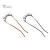 French Hair Fork Elegant Faux Pearl Anti-slip Long Thick Hair Updo Bun Metal U-Shaped Hair Pin Stick Women Girls Hair Accessories