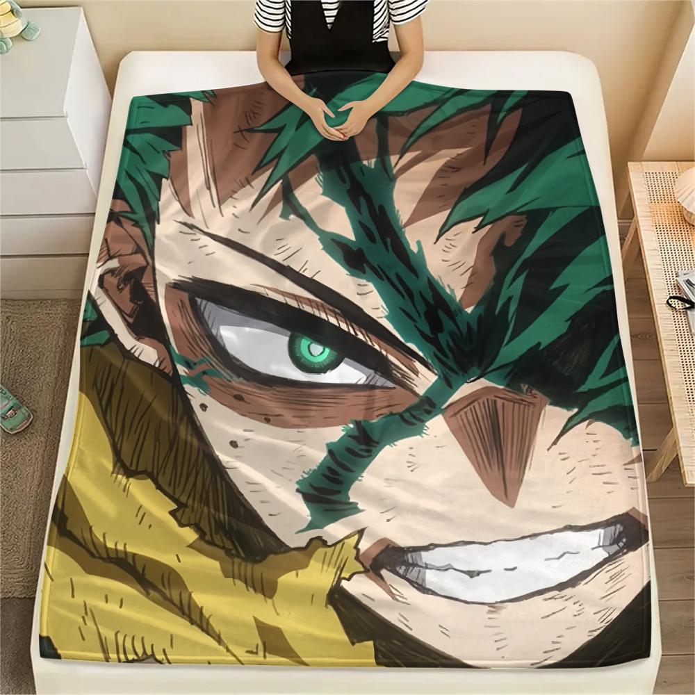 My Hero Academia Izuku Pattern Flannel Blanket, High Quality Comfortable for All Seasons, Home Decor, Warmth and Comfort, Perfect for Gifts.