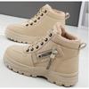 Fashion Women's Winter Snow Boots Fashion Warm Fleece Lined Thickened Cotton Waterproof Lace-Up Resistant All Match Cotton Boots