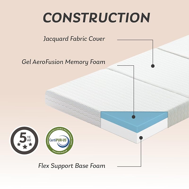 MLILY Folding Mattress, 4 inch Twin Tri-fold Memory Foam Mattress, Foldable Mattress with Storage Bag and Washable Cover Twin 75  белый