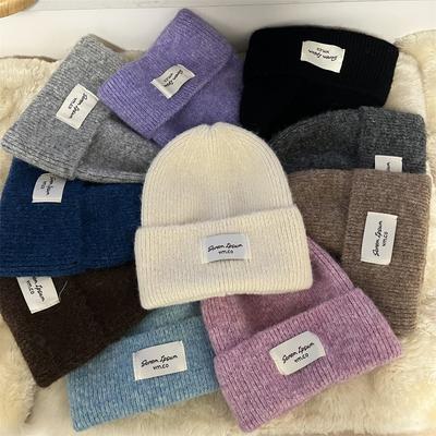 Small Standard Wool Hat Women's Warm Simple Retro Autumn and Winter Cold-proof Pullover Hat Modifies the Face Shape and Shows a Small Face