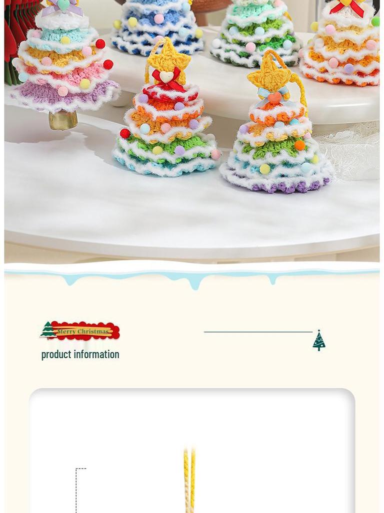 Cross-border Plush & Yarn Crochet Christmas Ornaments, Small Tree Decor & Car Pendants